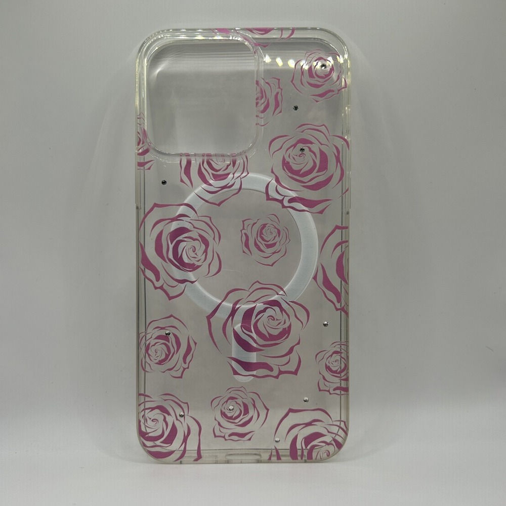 For iPhone 14 Pro Max Roses and Diamonds Phone Case Clear Cover